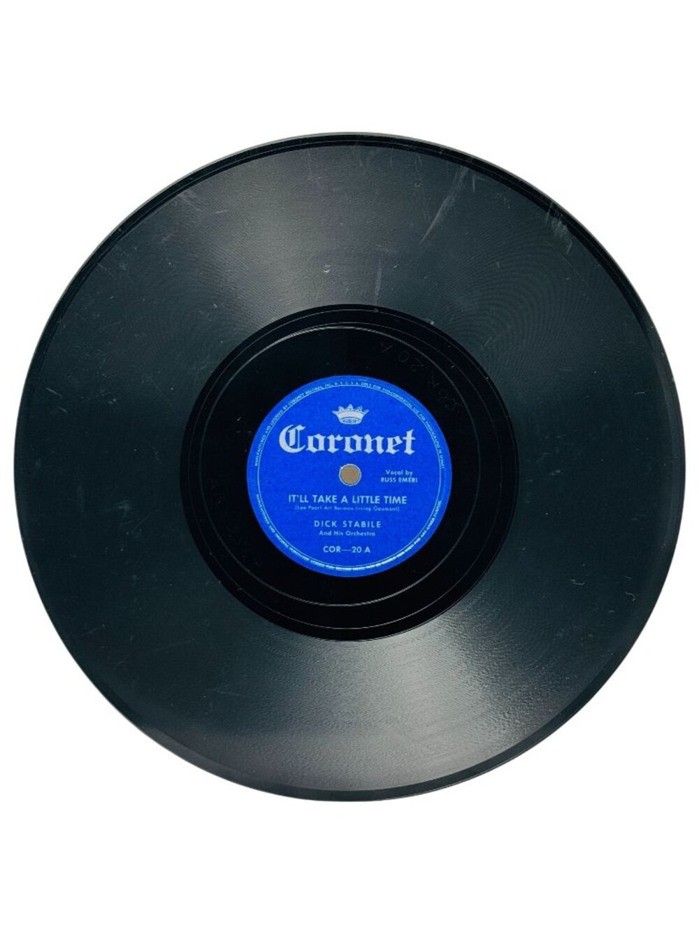 Dick Stabile Itll Take A Little Time 10 Inch Shellac 78 RPM Coronet COR-20